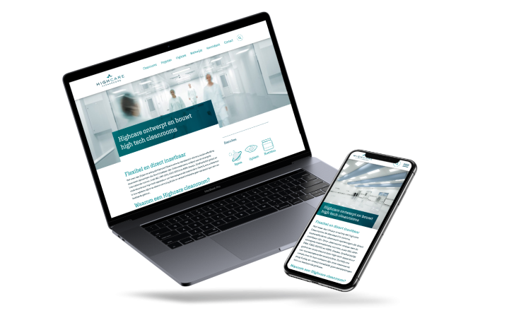 Website van HighCare Cleanrooms
